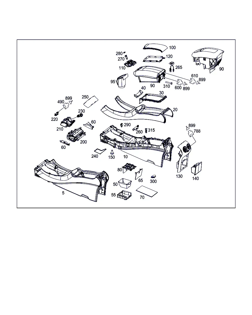 Center Console, Armrest and Ashtray diagram