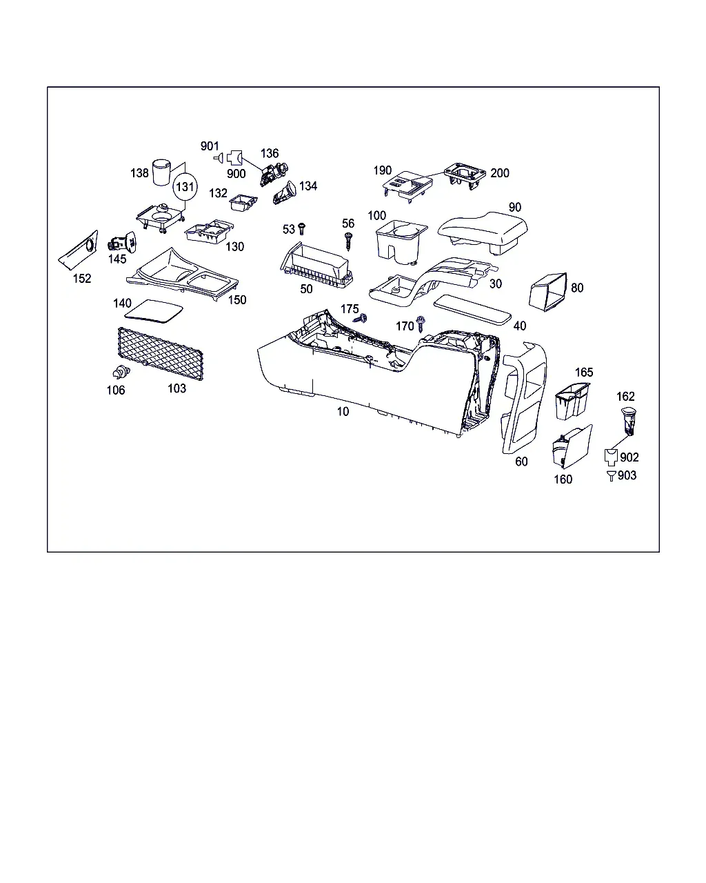 Center Console, Armrest and Ashtray diagram
