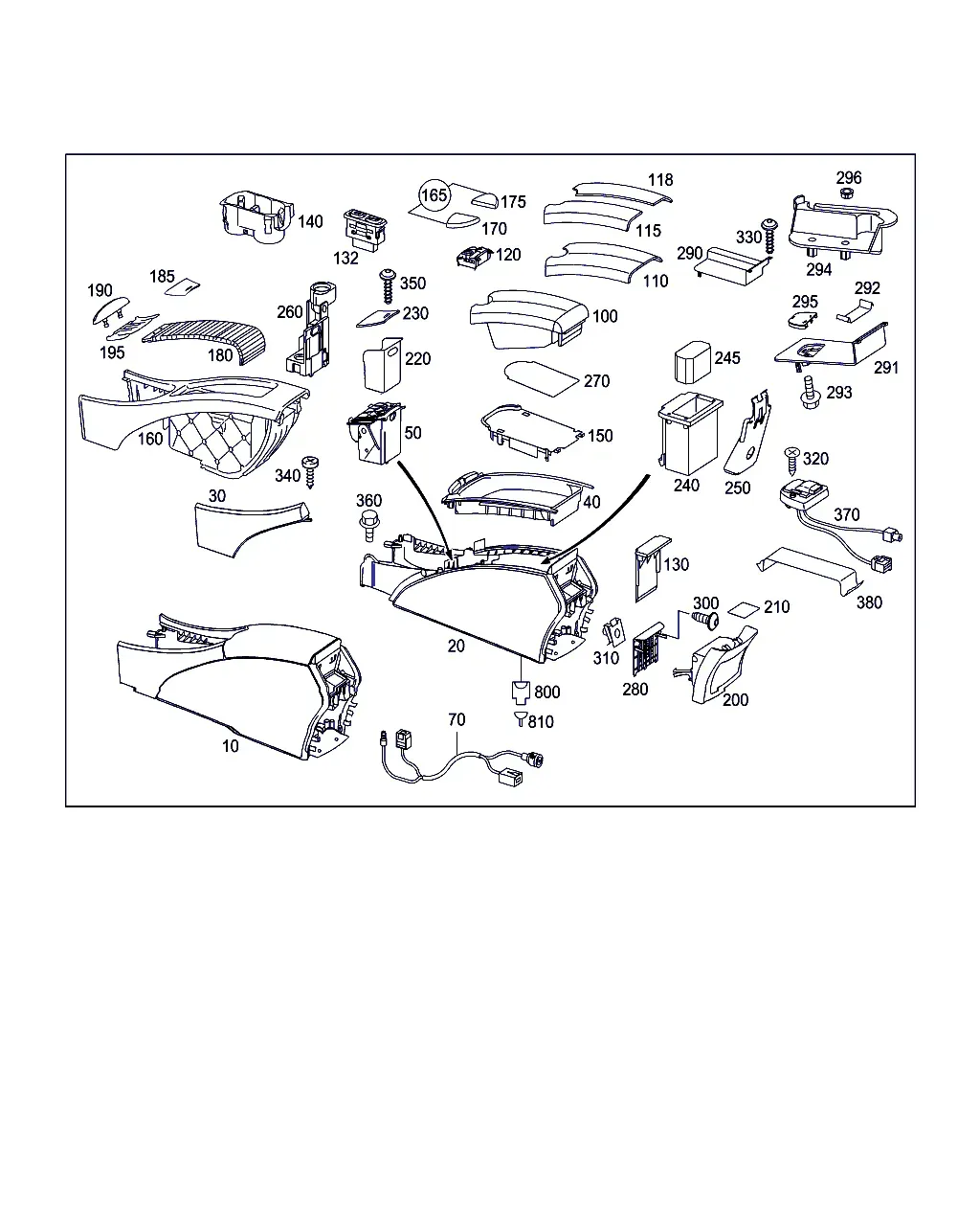 Center Console, Armrest and Ashtray diagram