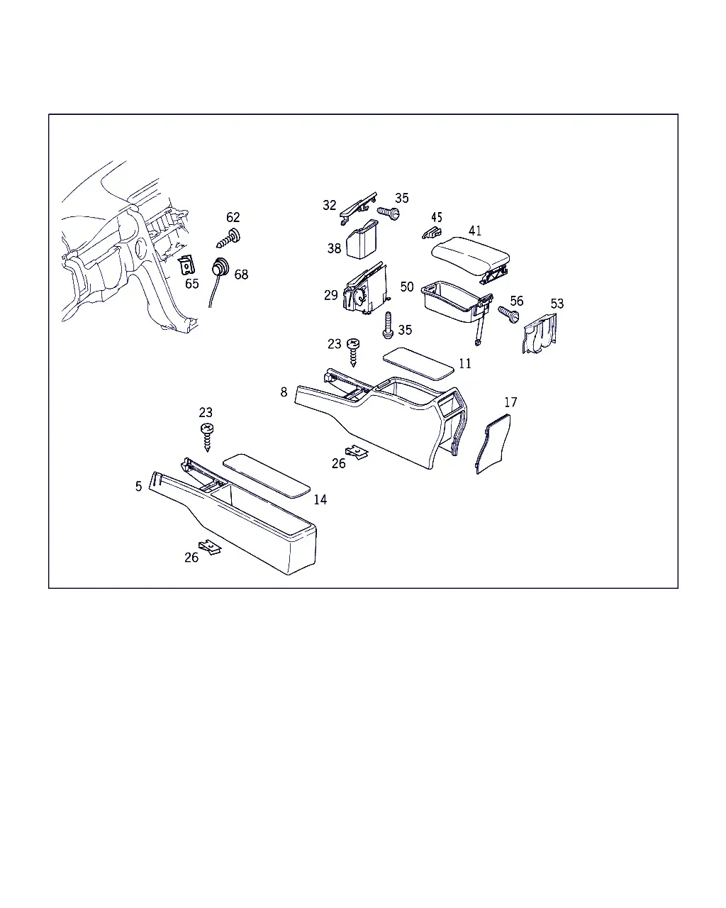 Center Console, Armrest and Ashtray diagram