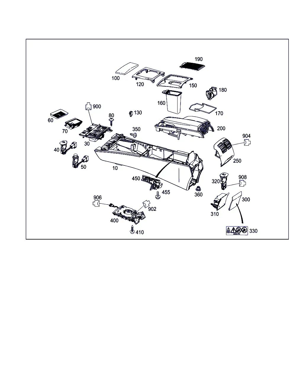Center Console, Armrest and Ashtray diagram