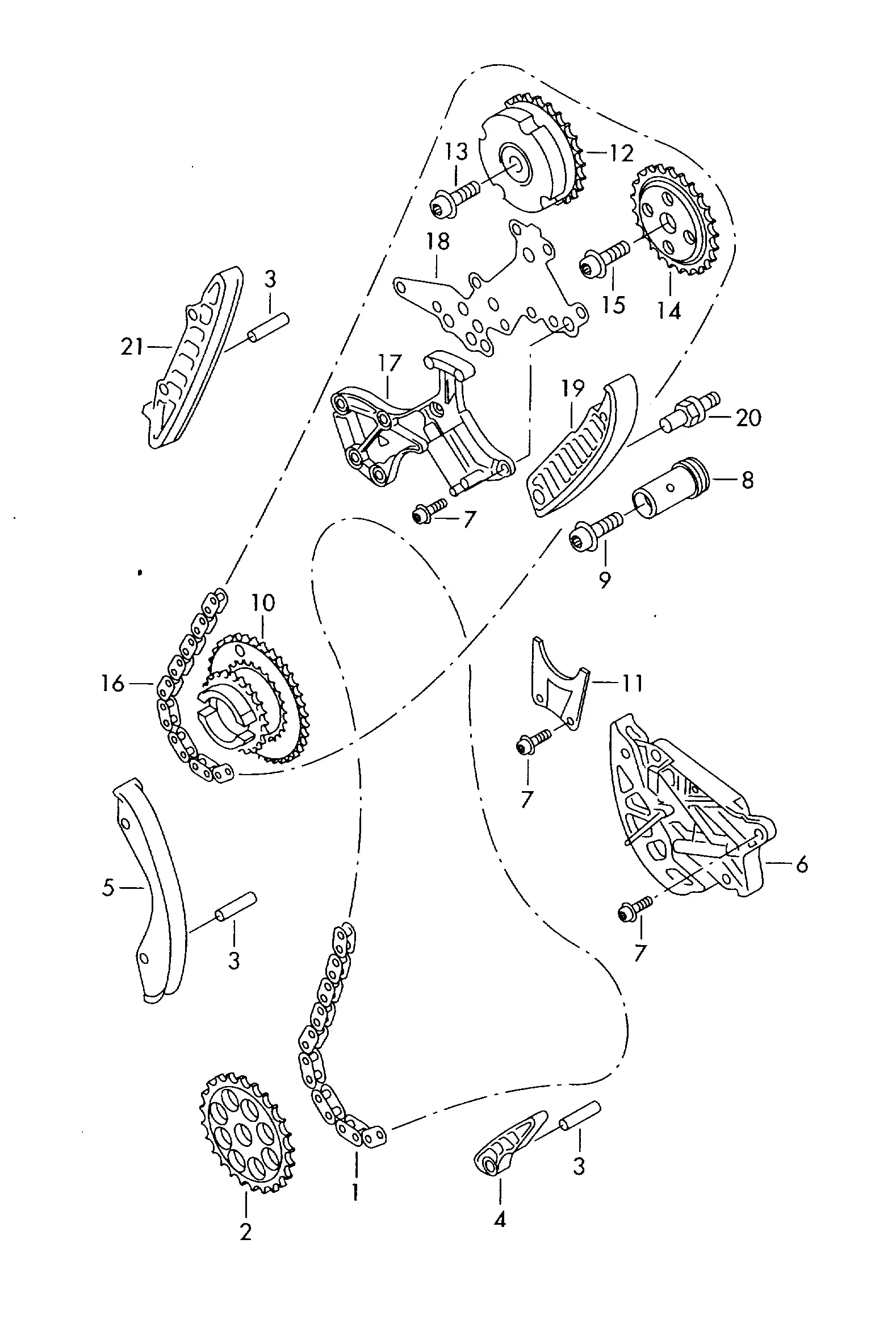 Timing Chain and Chain Guide diagram