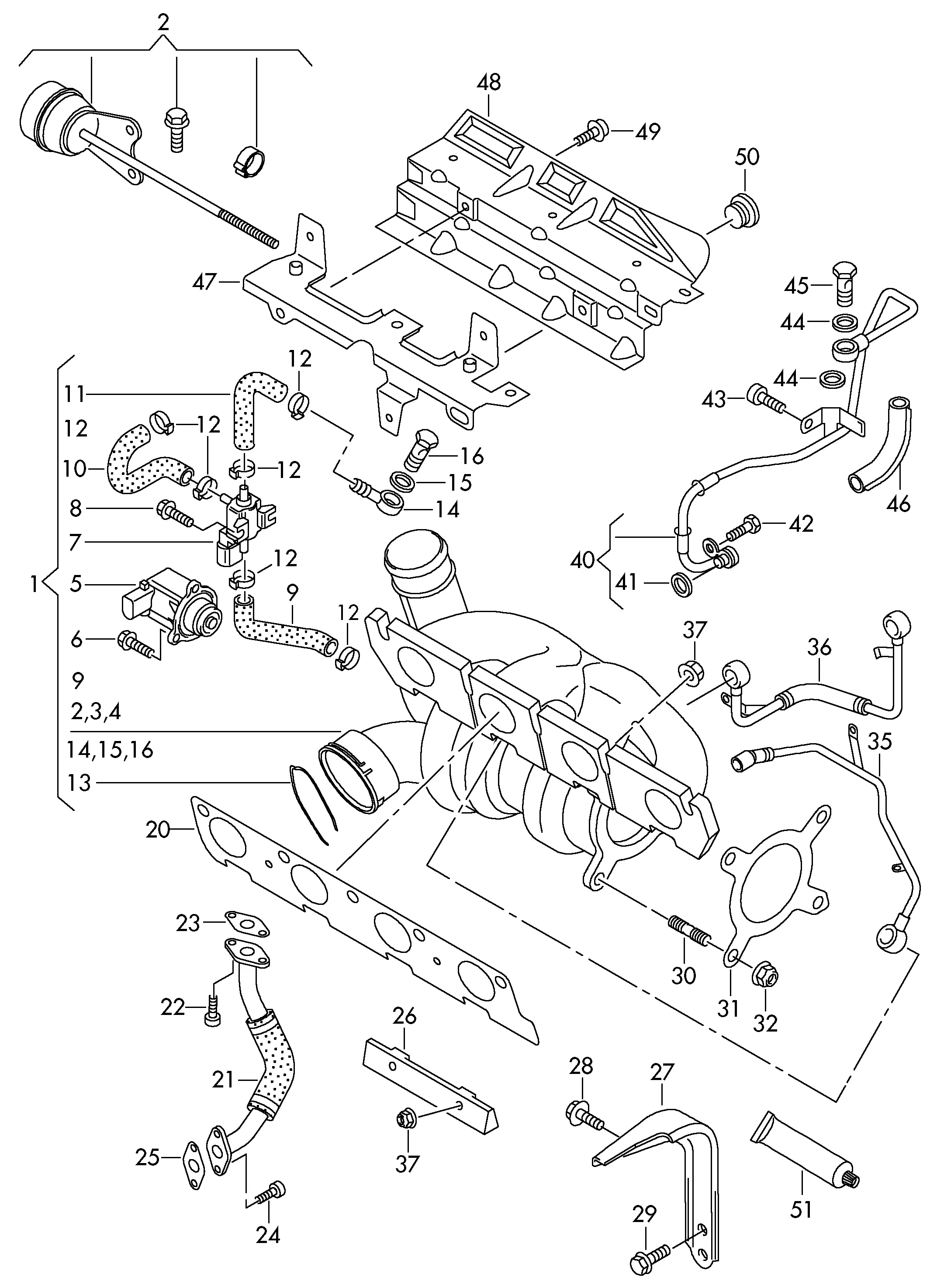 Turbocharger With Exhaust Manifold diagram
