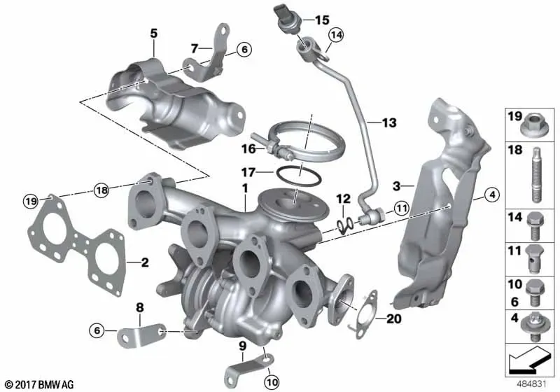 Turbocharger With Exhaust Manifold diagram