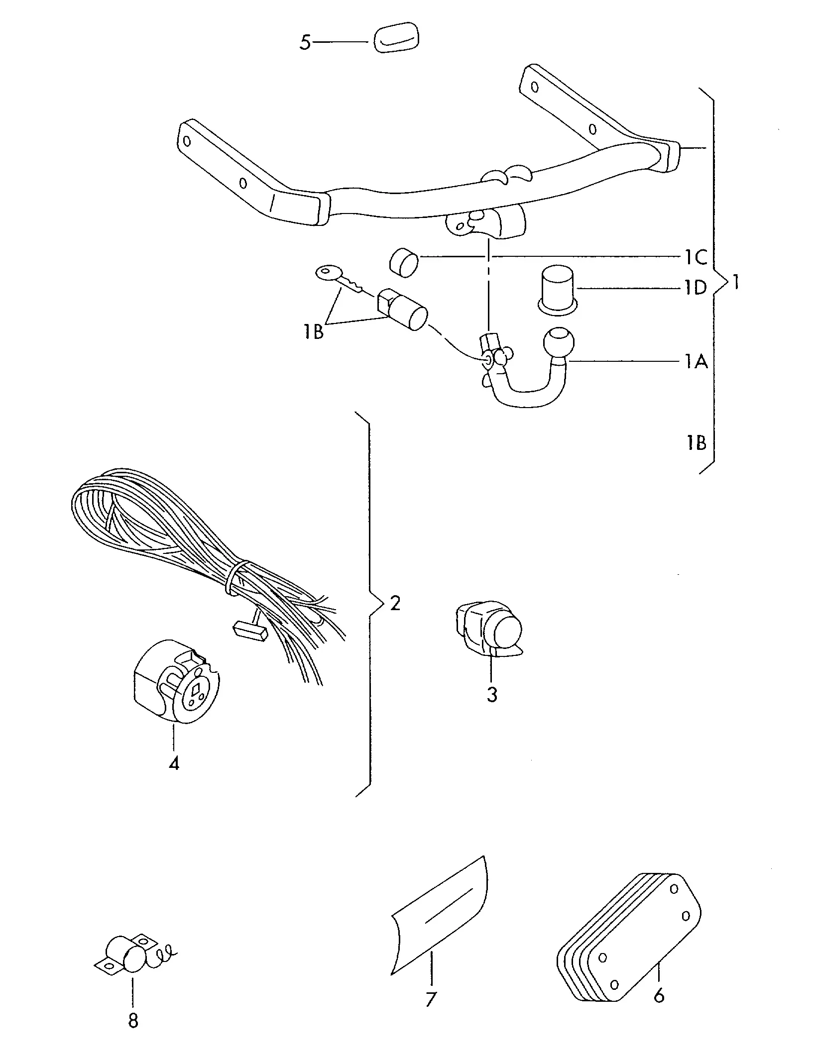Tow Bar Installation Kit diagram