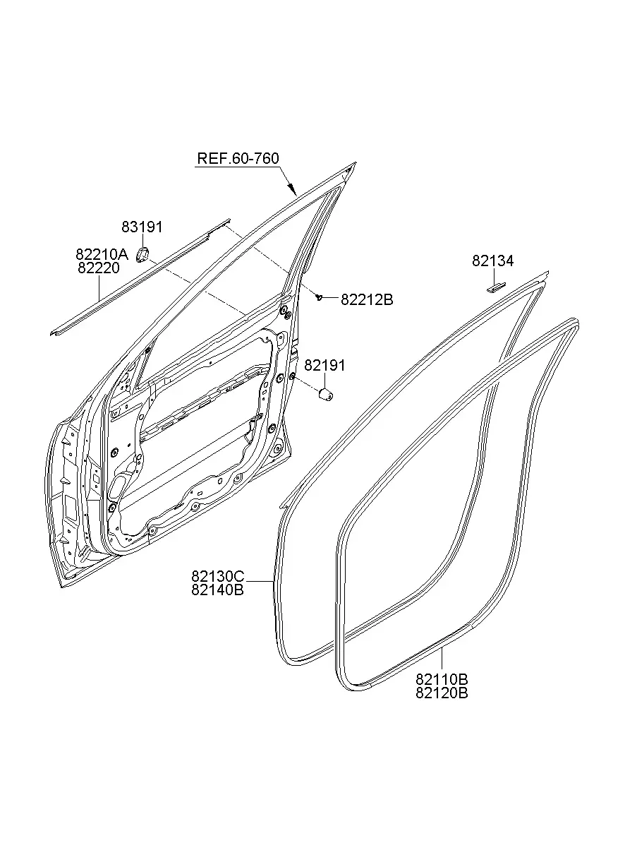 Front Door Weatherstrips and Mouldings diagram