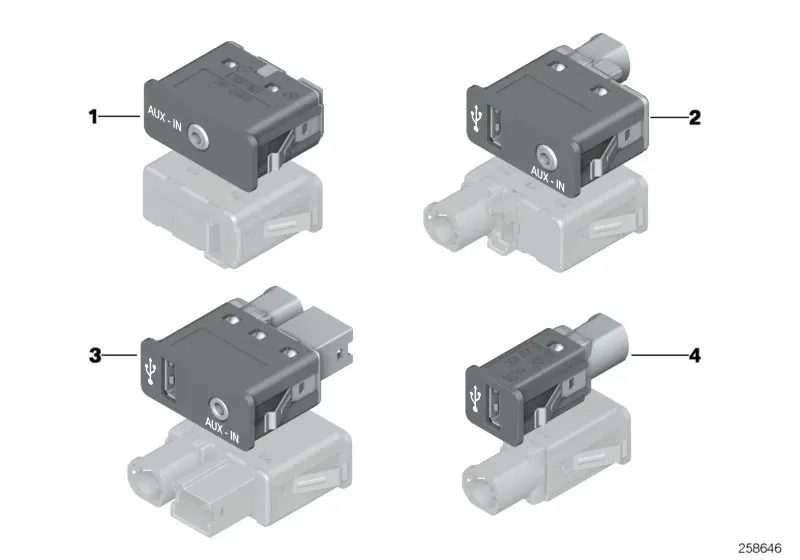 USB and AUX socket diagram