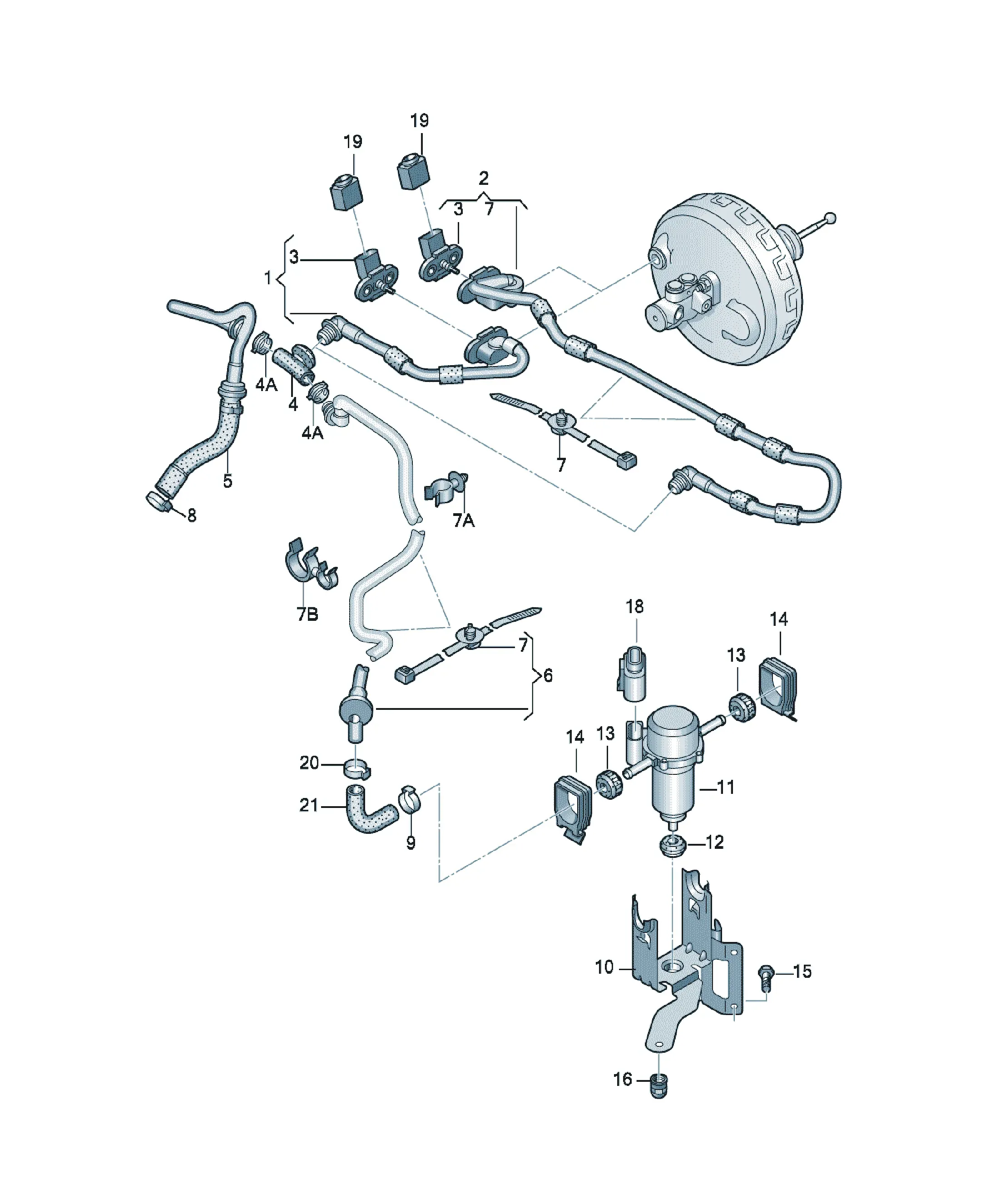 Brake system vacuum line diagram