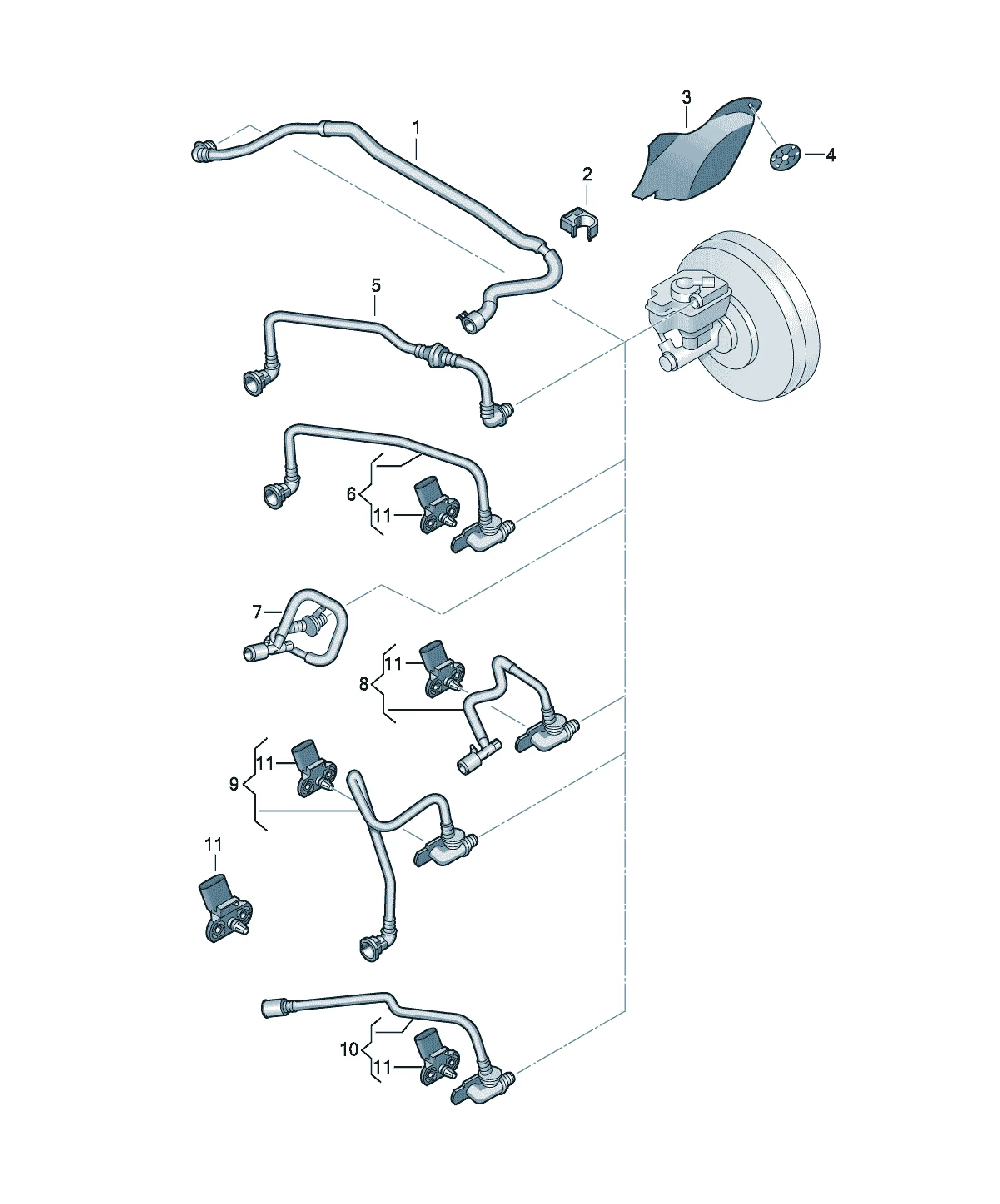 Brake servo vacuum line diagram