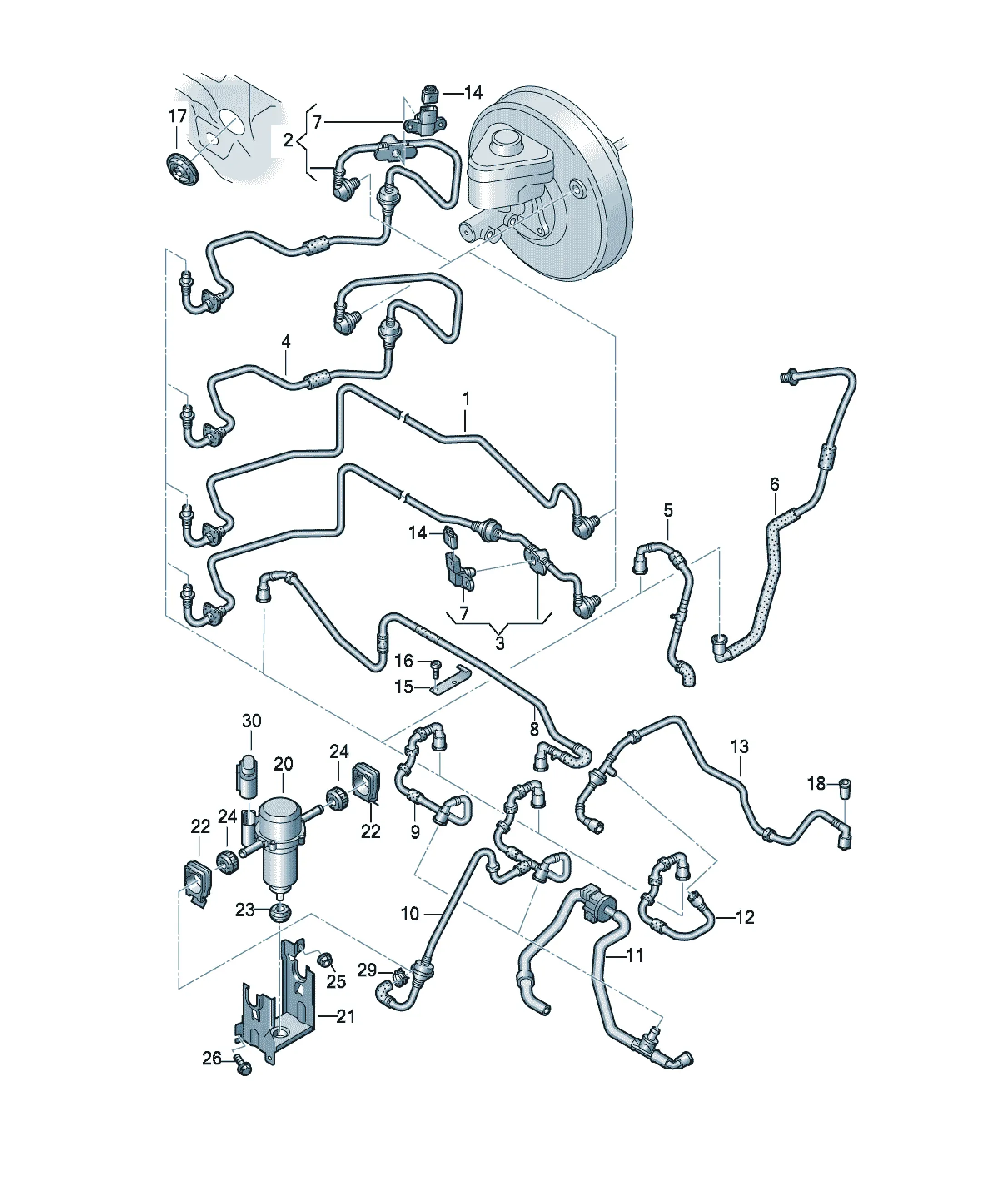 Brake servo vacuum line diagram