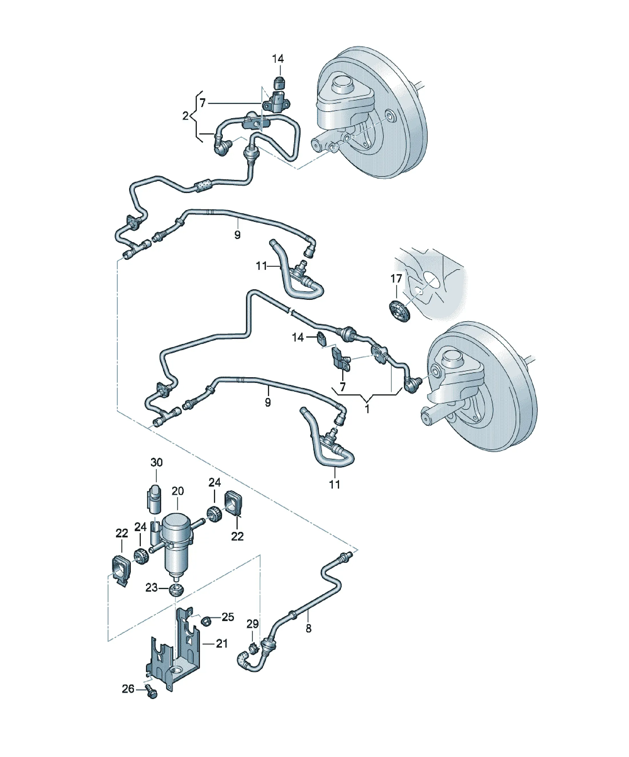 Brake servo vacuum line diagram