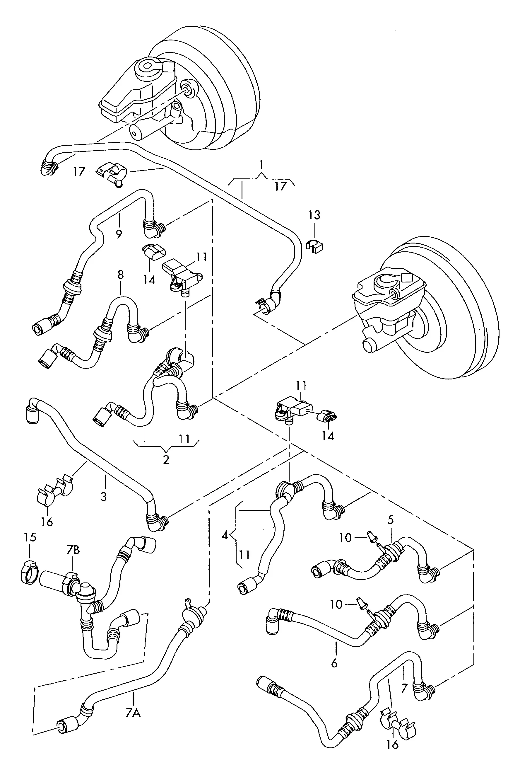 Brake booster vacuum line diagram