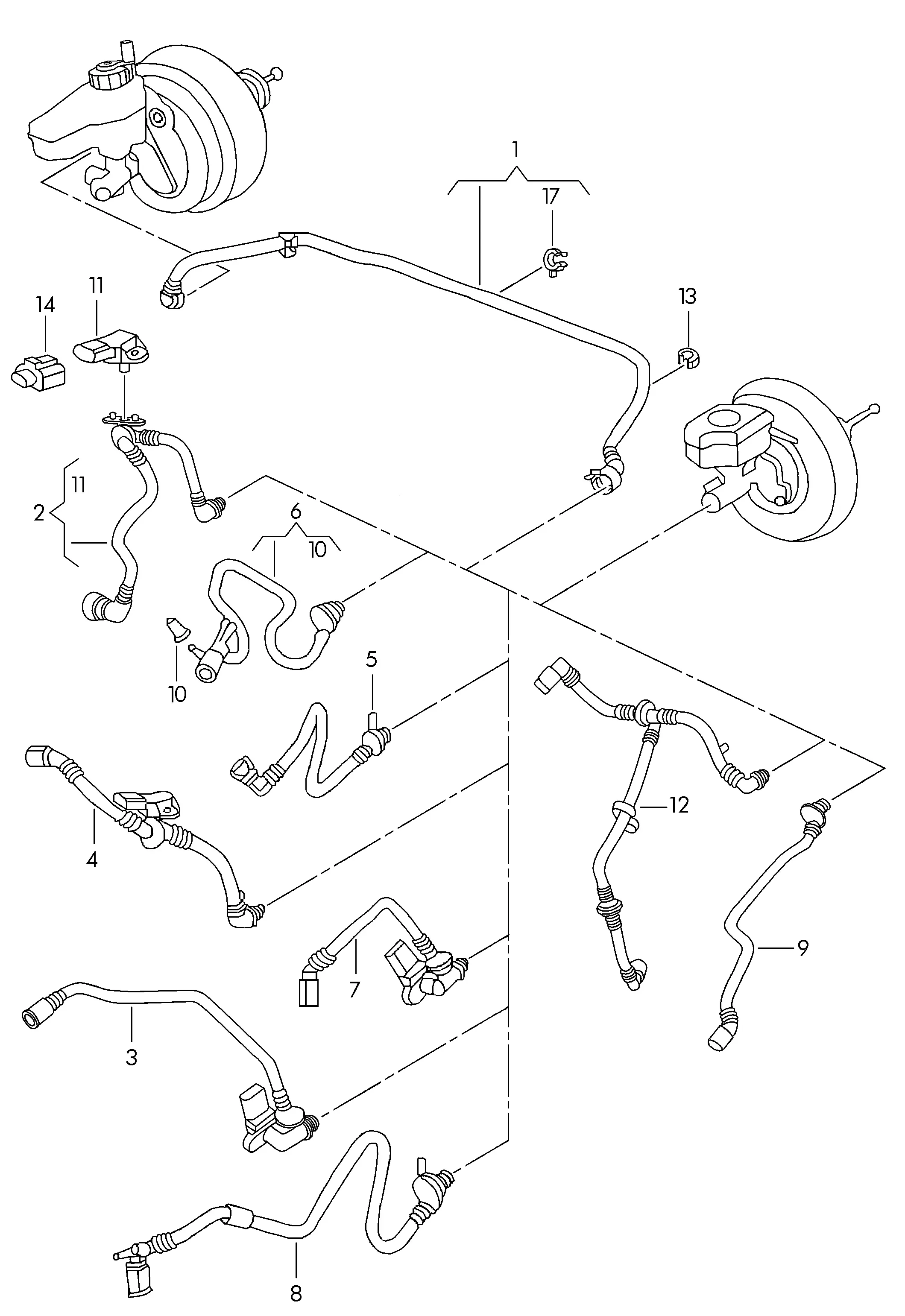 Brake booster vacuum line diagram