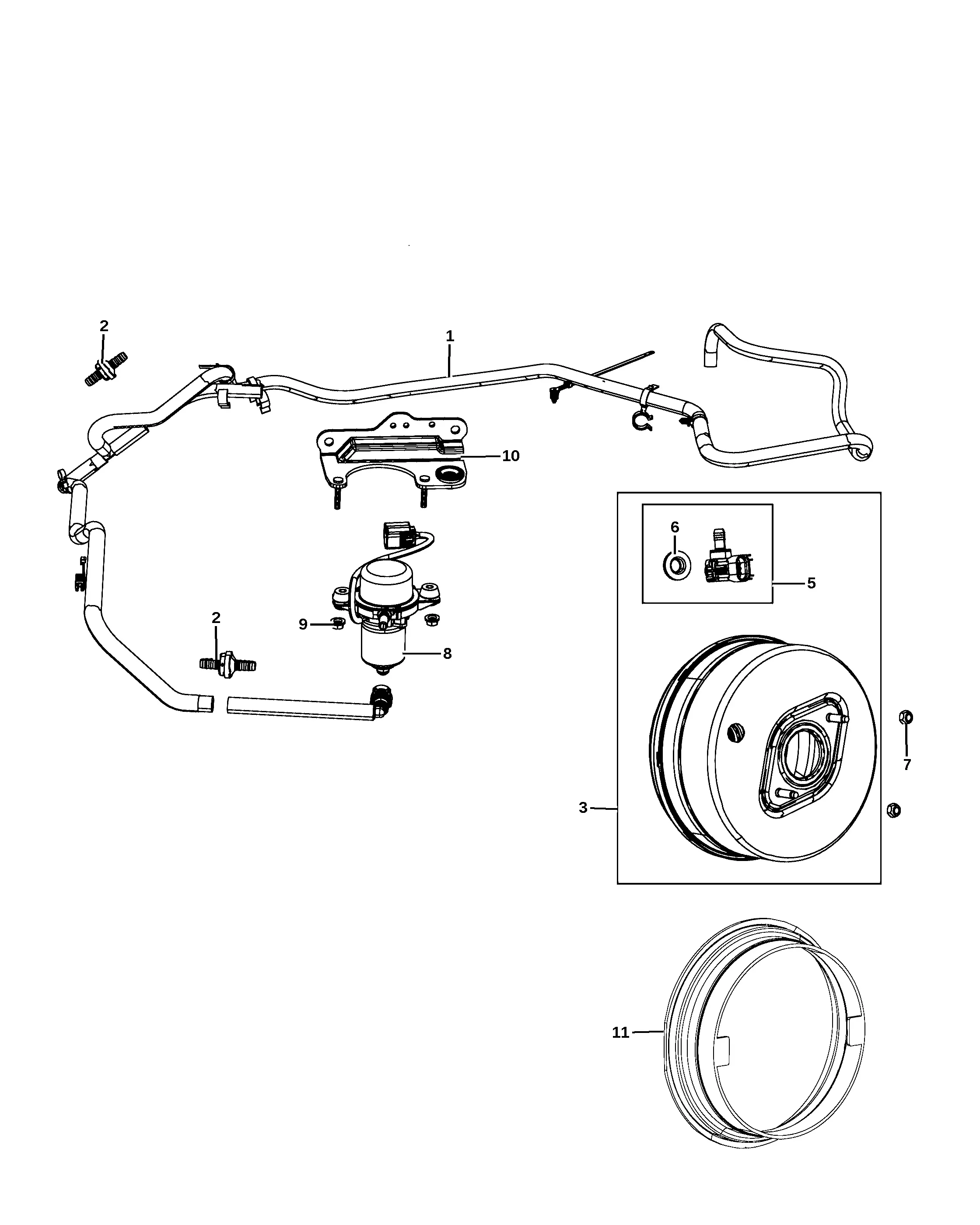Brake booster and master cylinder diagram