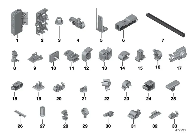 Wiring harness fasteners diagram