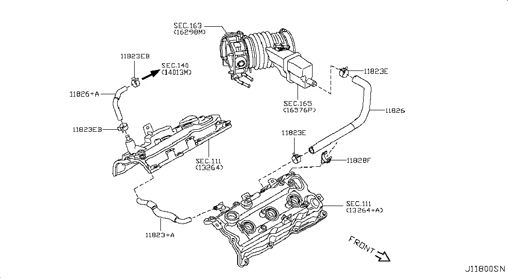 Crankcase ventilation system diagram