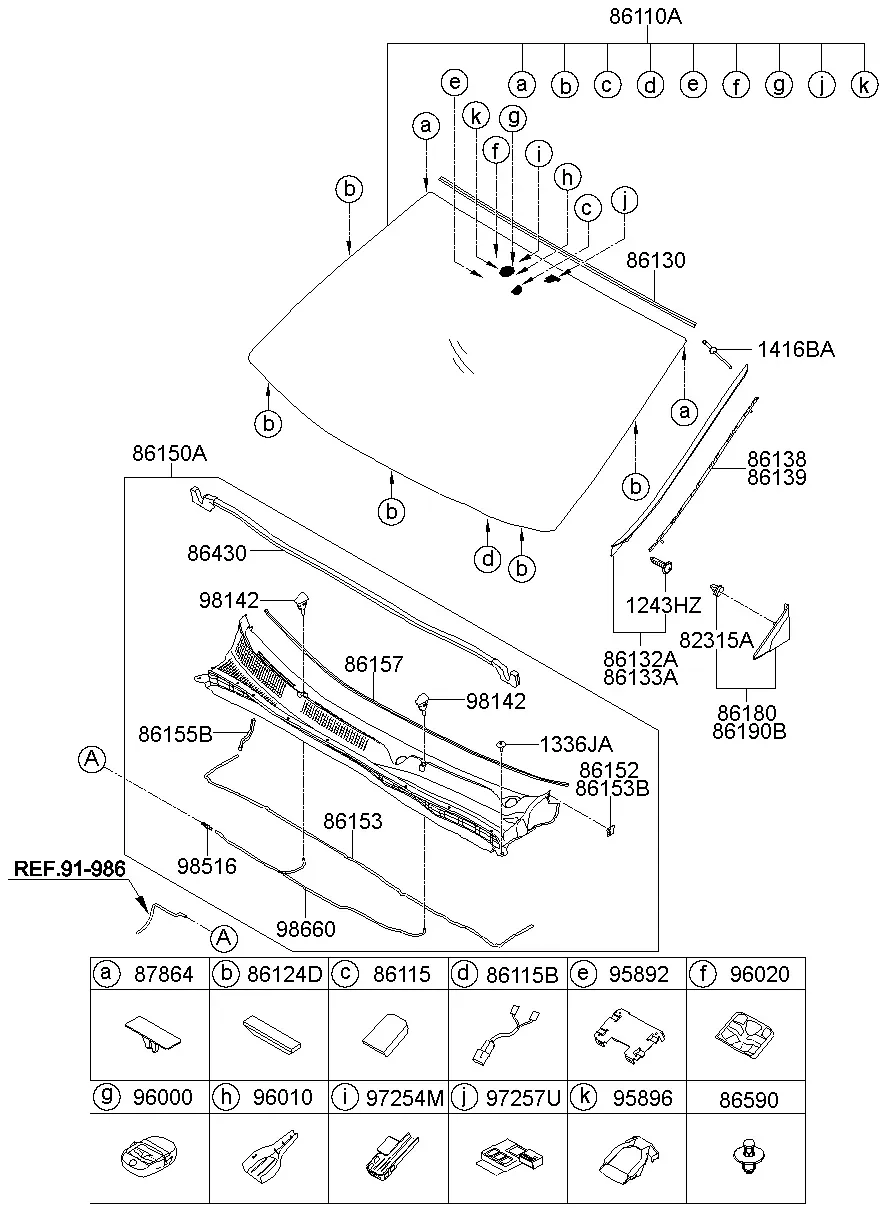 Windshield Glass diagram