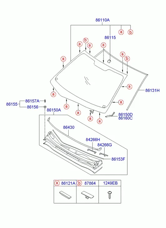 Windshield and mouldings diagram