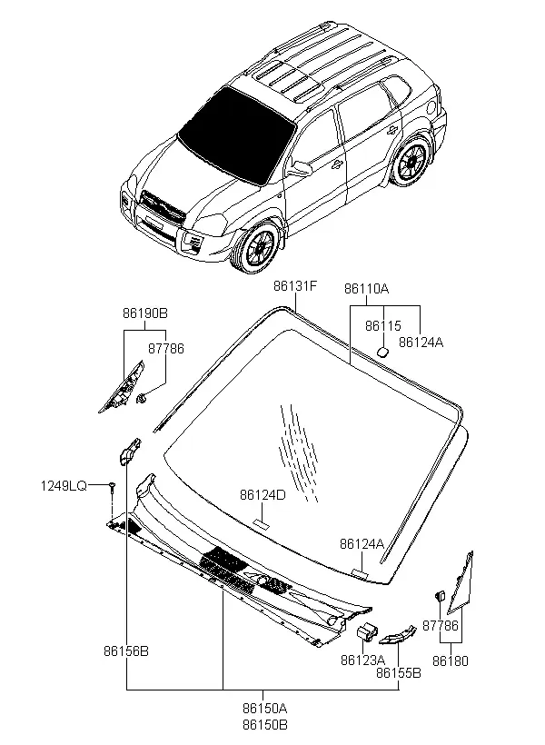 Windshield and mouldings diagram