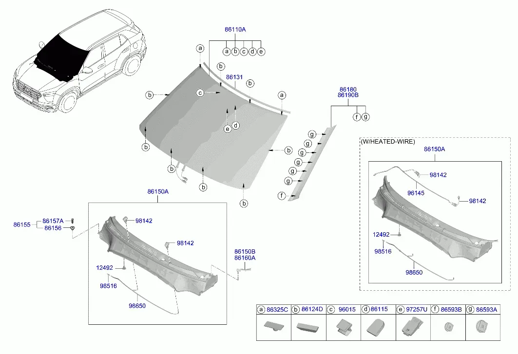 Windshield and washer system diagram
