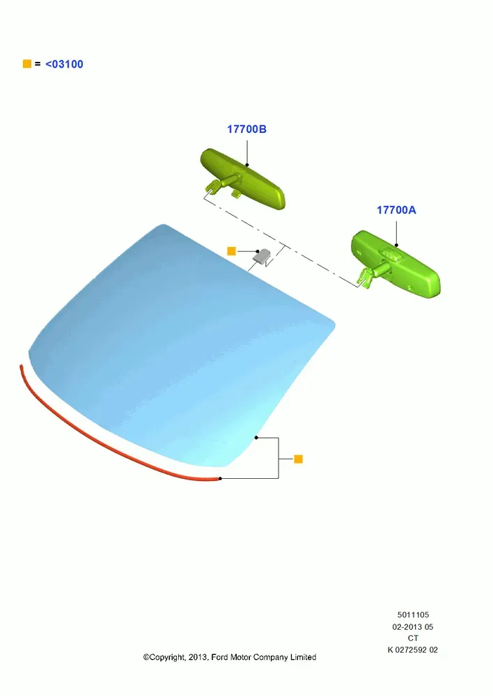 Windshield and Interior Rear View Mirror diagram