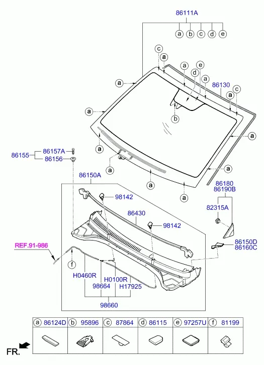 Windshield assembly diagram