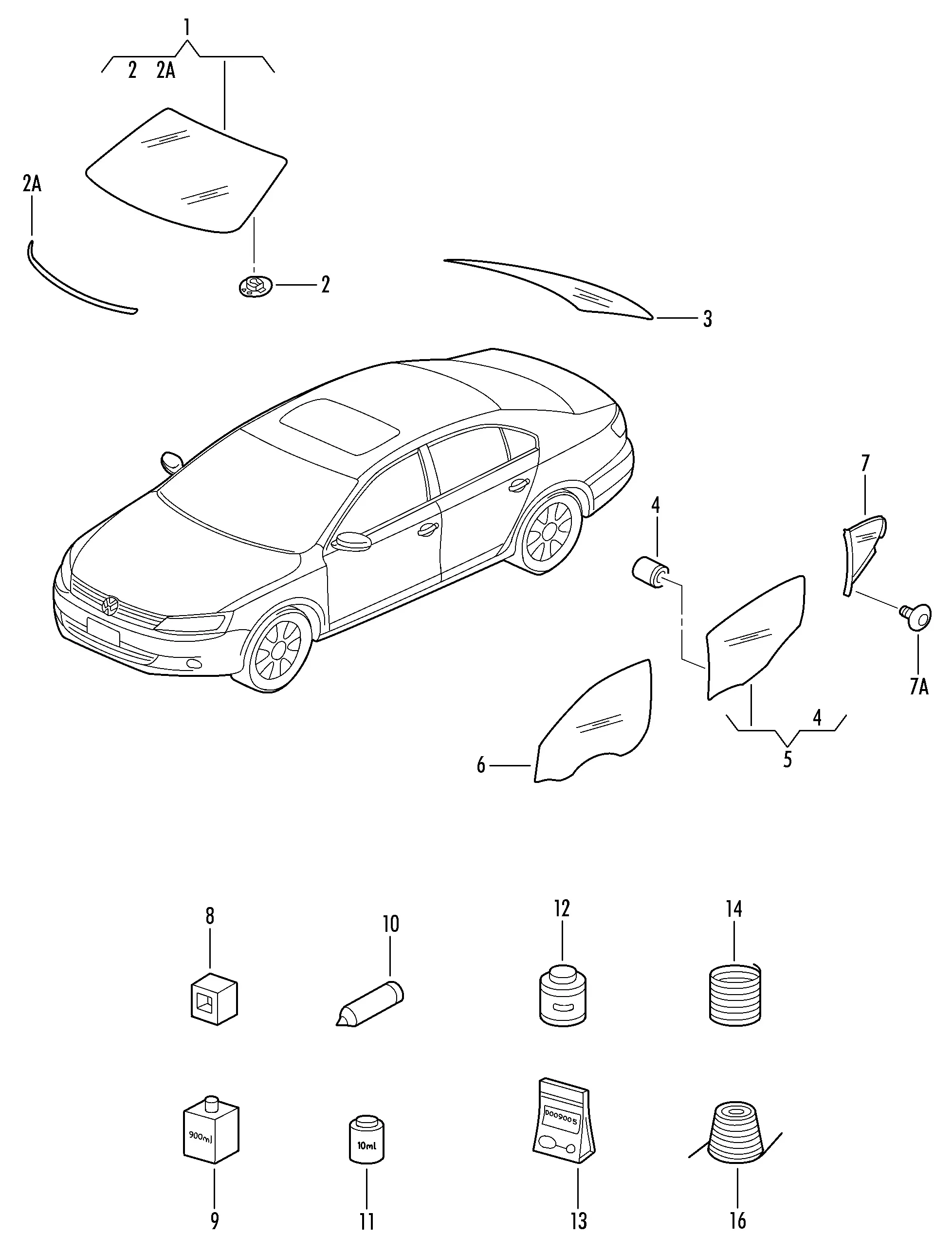 Glass bonding diagram