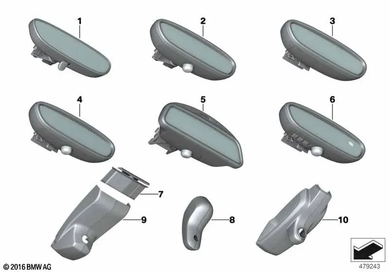 Interior rear view mirror diagram