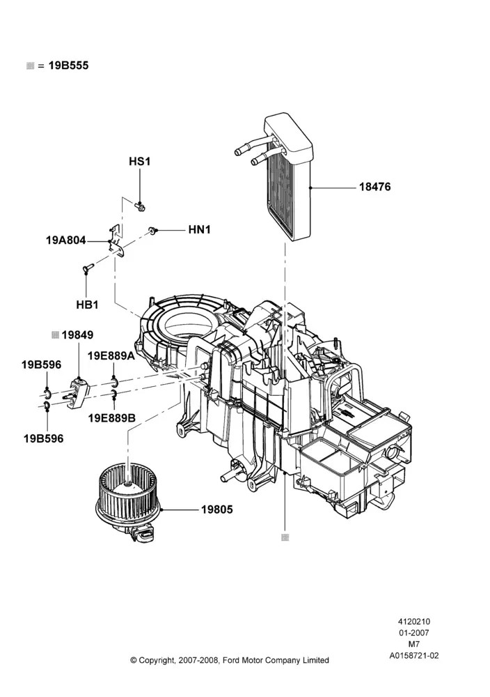 Heater and A/C Internal Components diagram