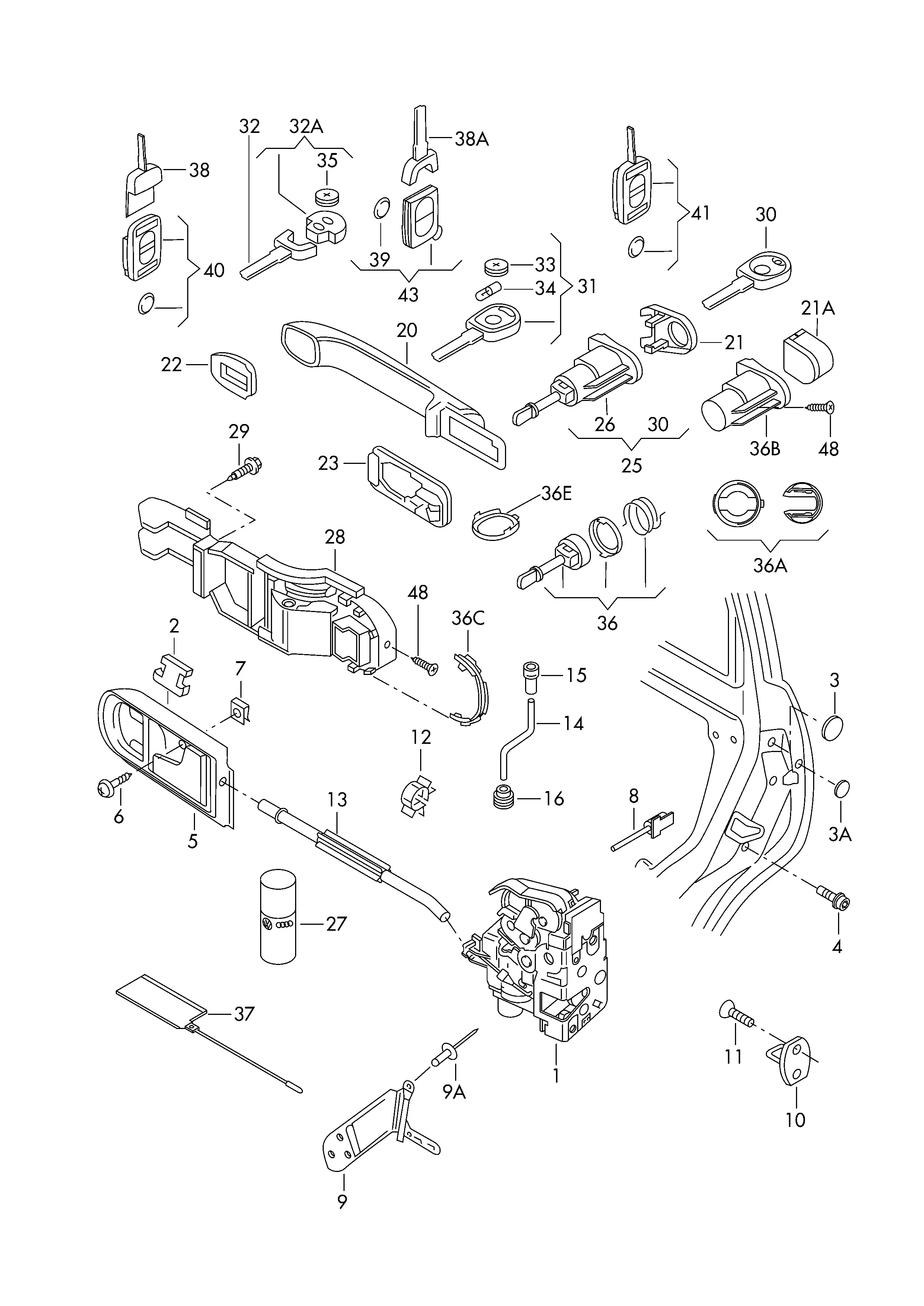Interior Door Handle diagram