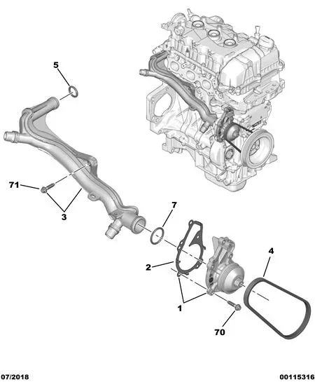 Water Pump and Coolant Pipes diagram
