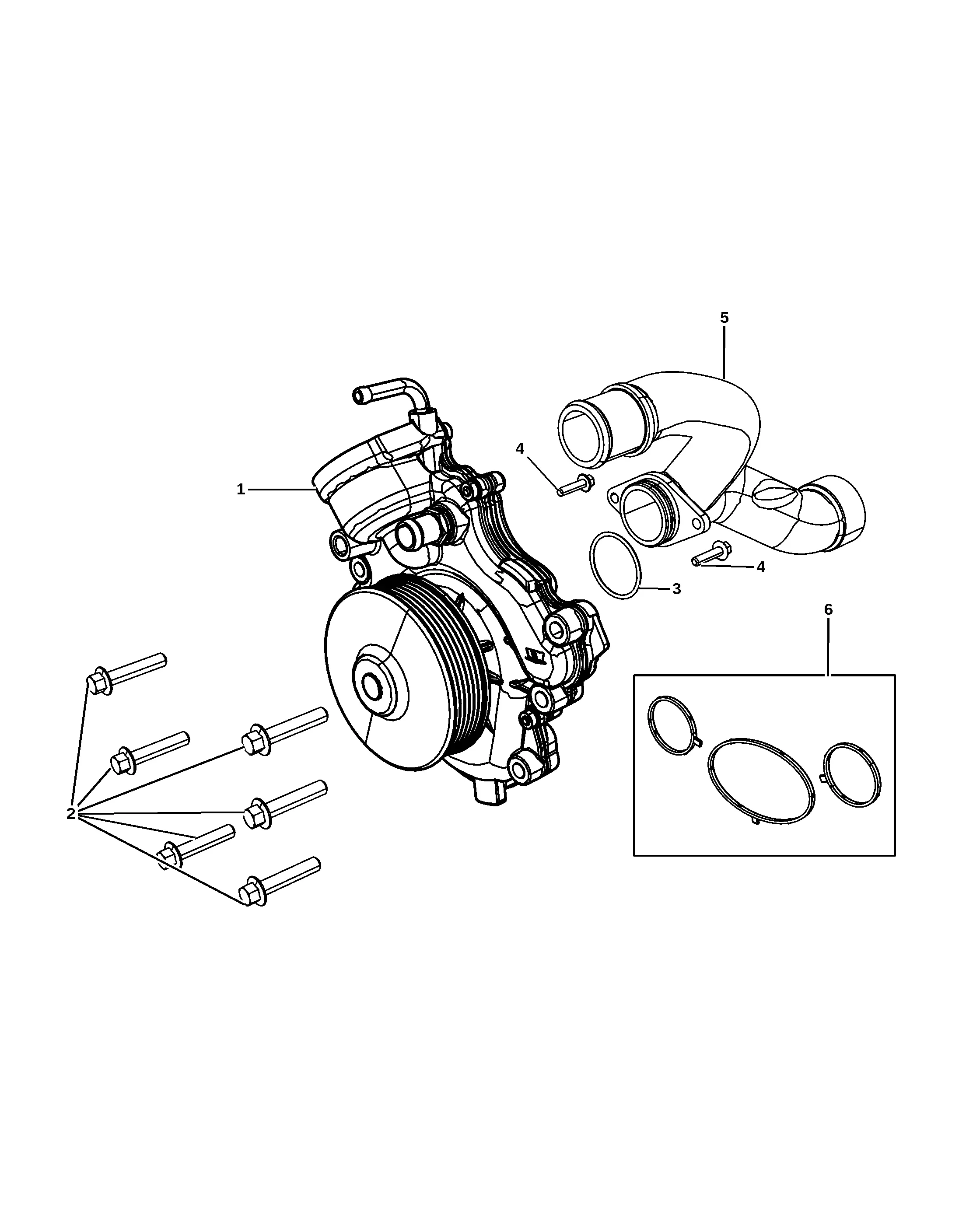 Water Pump and Coolant Inlet diagram