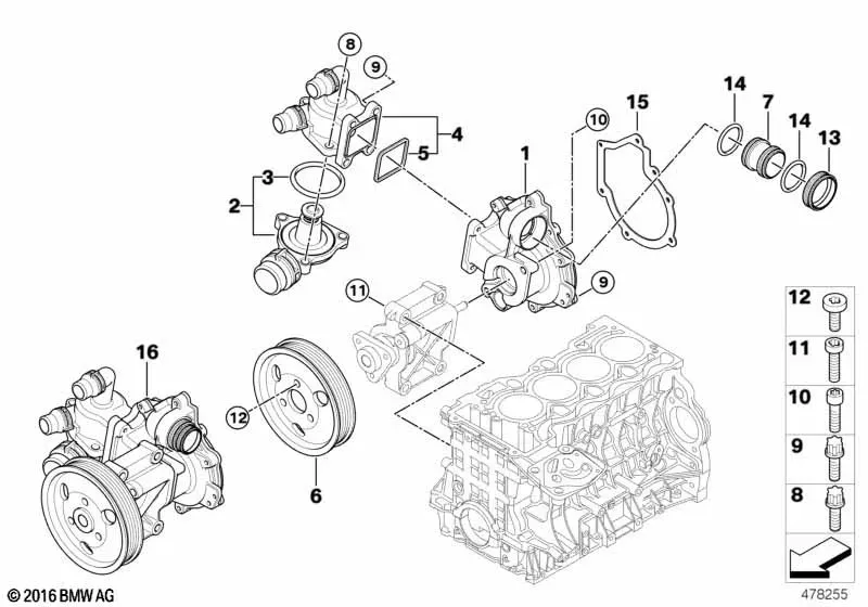 Water Pump and Thermostat diagram