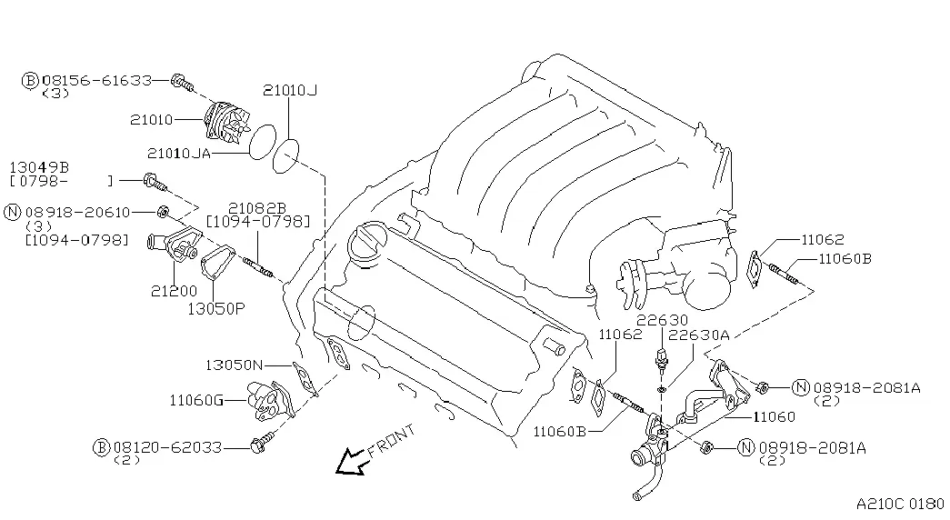 Water Pump and Thermostat diagram