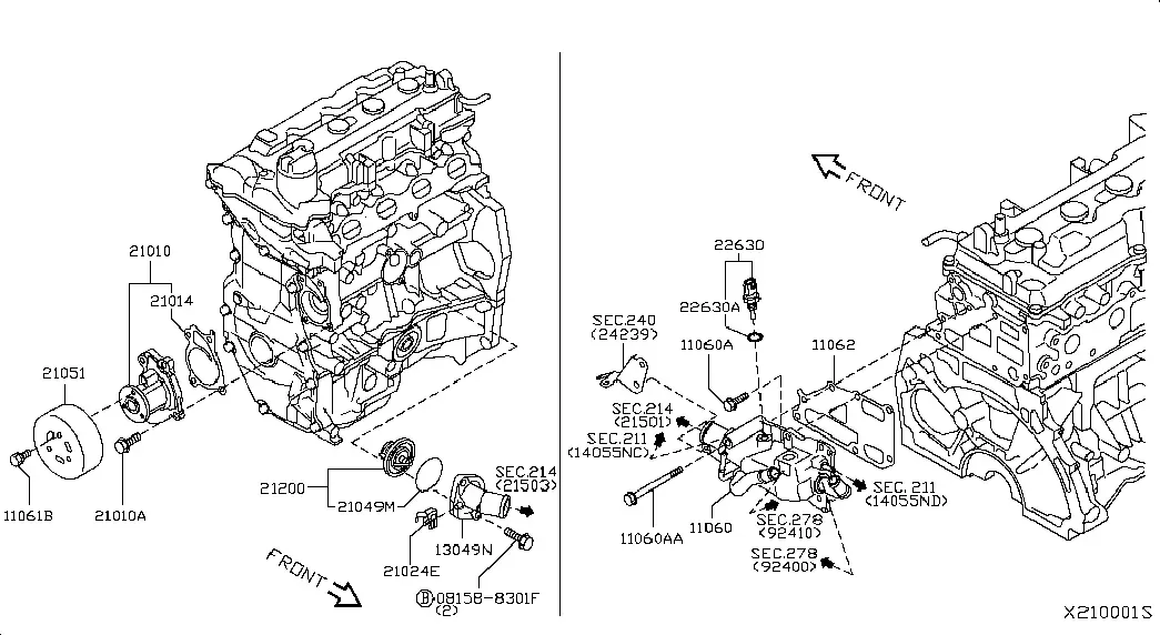 Water Pump and Thermostat diagram
