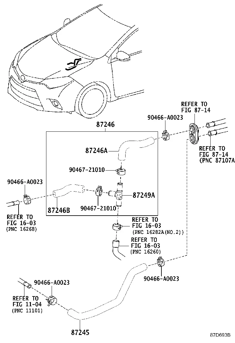 Heater Water Hoses and Pipes diagram