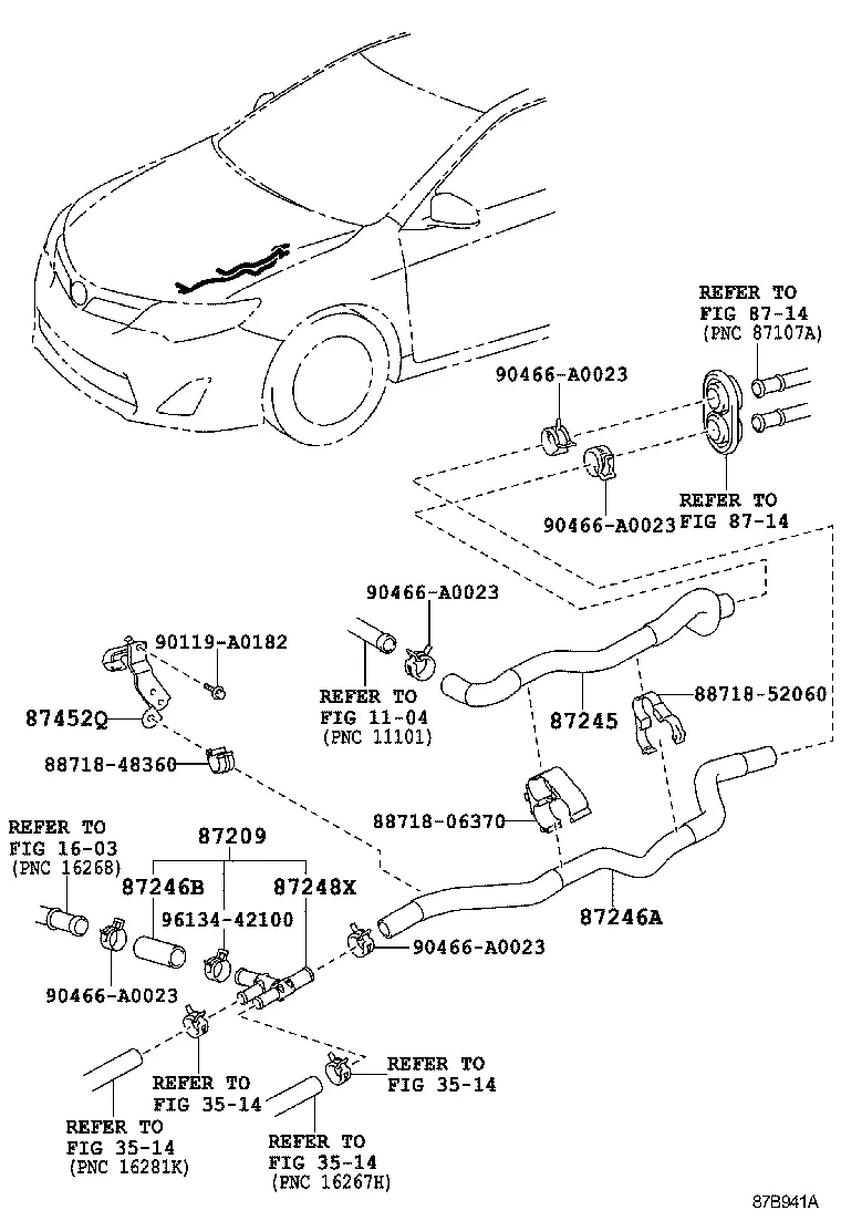 Heater Water Hoses and Pipes diagram