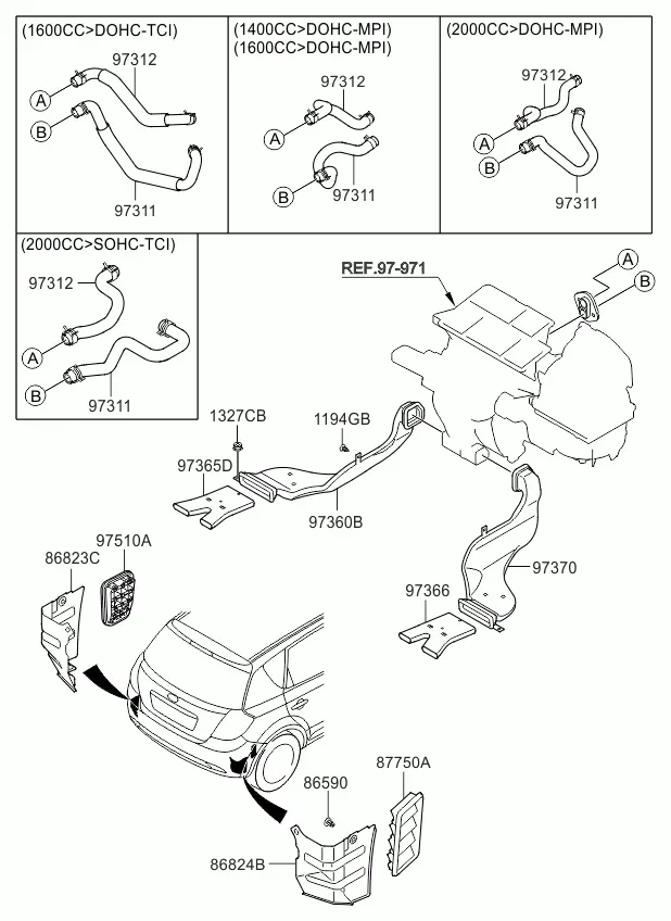 Rear heating system diagram