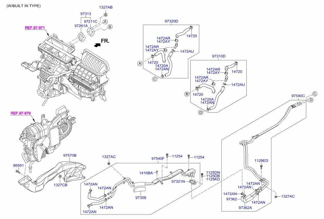 Rear Heater Ducts and Hoses diagram