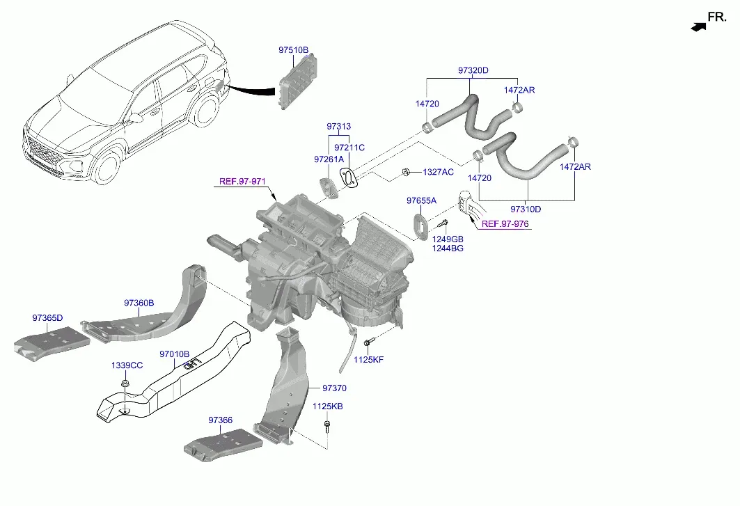 Rear Heater Ducts and Hoses diagram