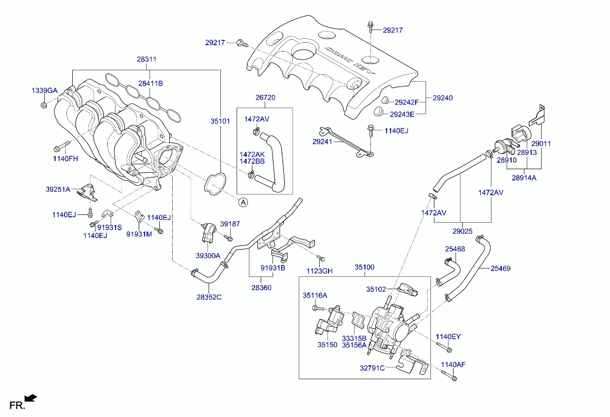 Intake Manifold and Throttle Body diagram