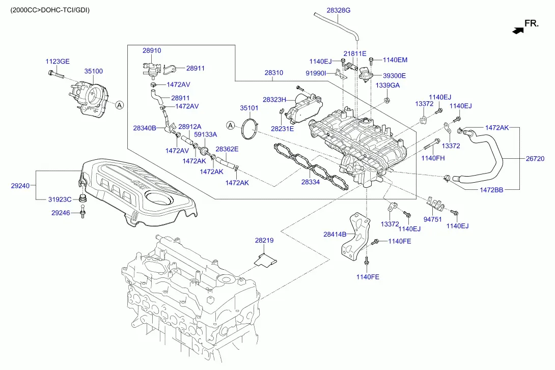 Intake Manifold and Throttle Body diagram