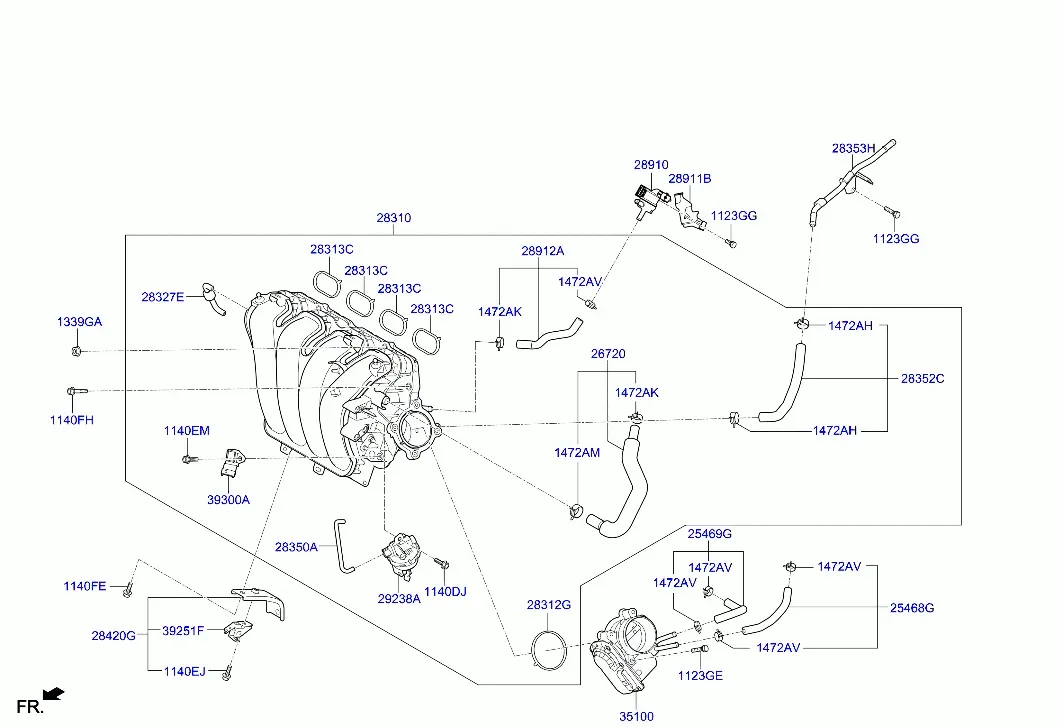 Intake Manifold and Throttle Body diagram