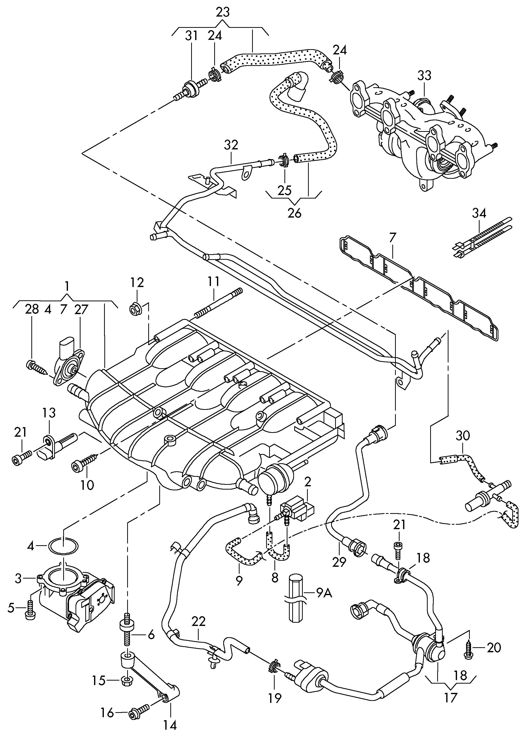 Intake Manifold and Vacuum System diagram