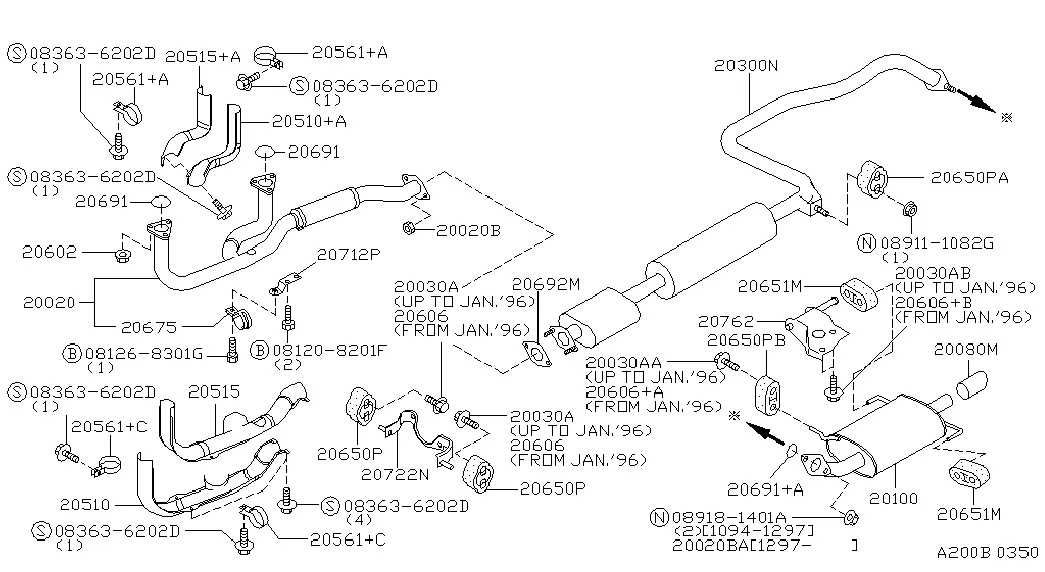 Exhaust Pipe And Muffler Without Catalytic Converter diagram