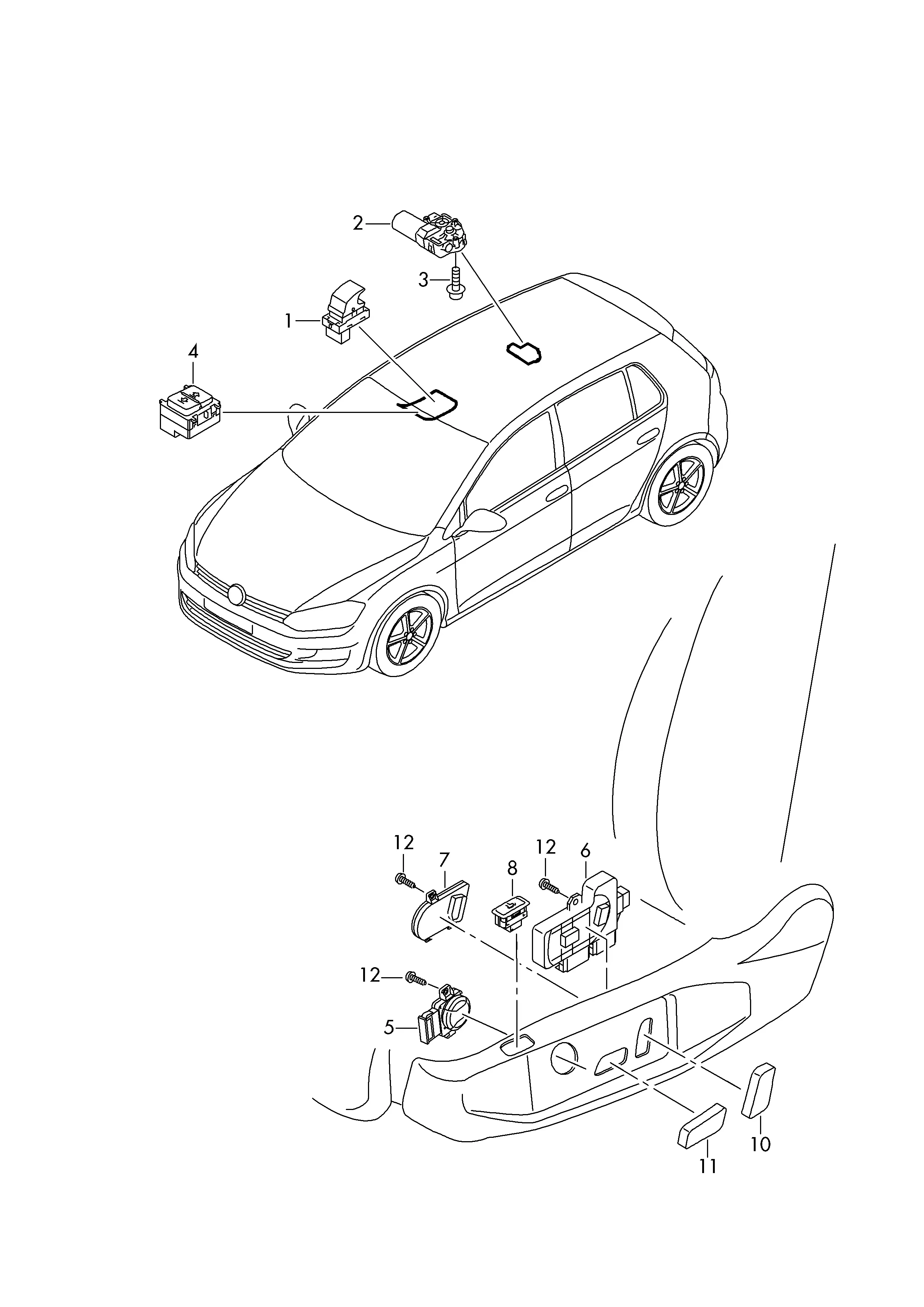 Sunroof and Seat Adjustment Switches diagram