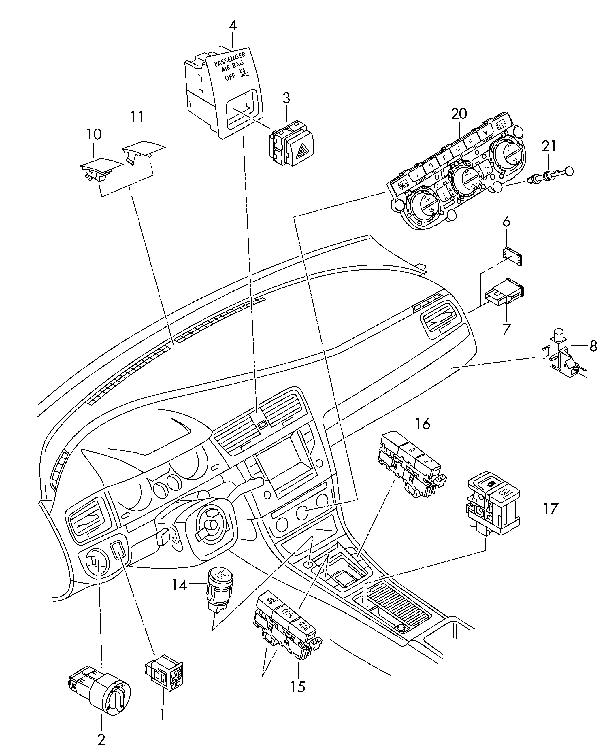 Light and Center Console Switches diagram