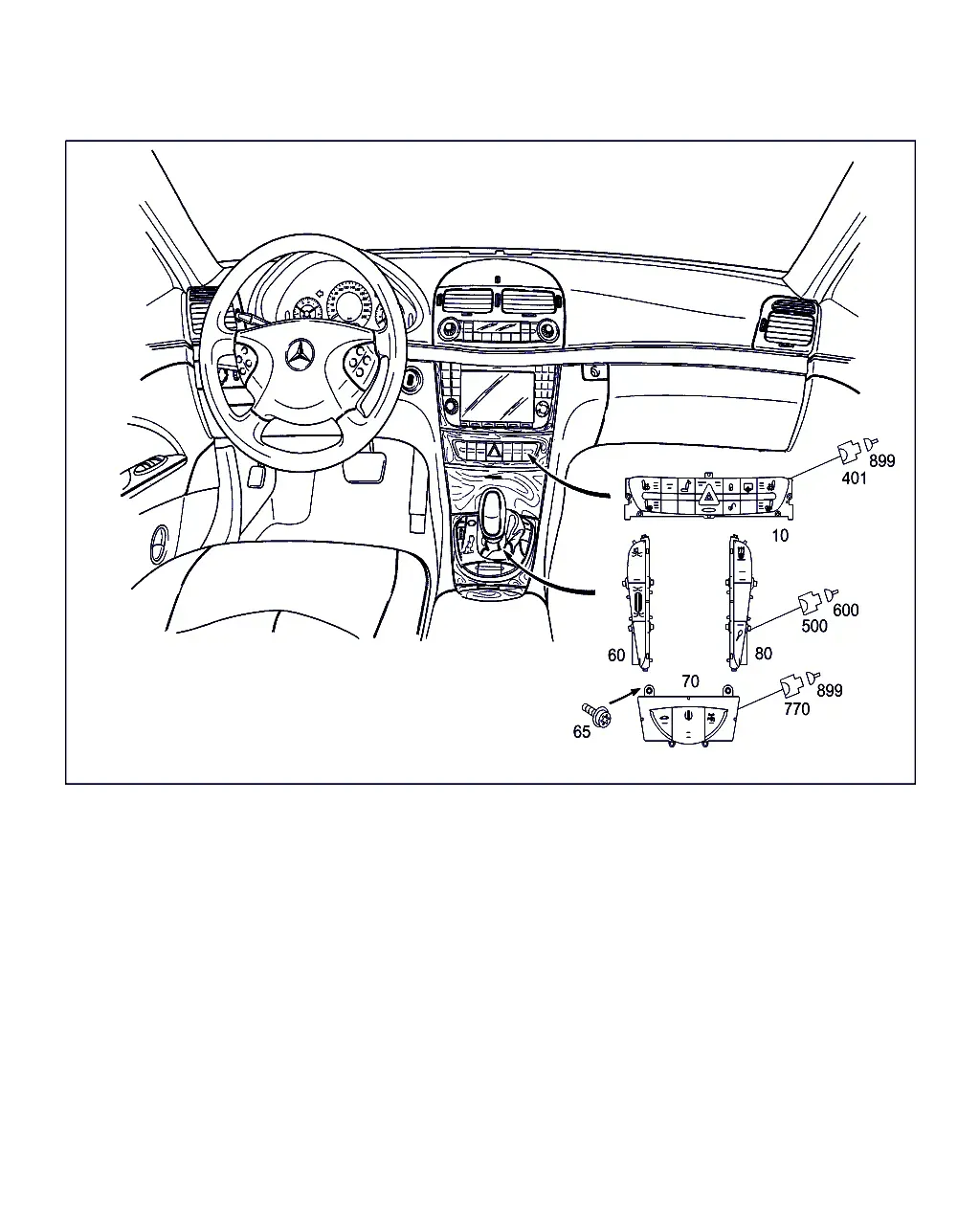 Instrument panel and center console switches diagram
