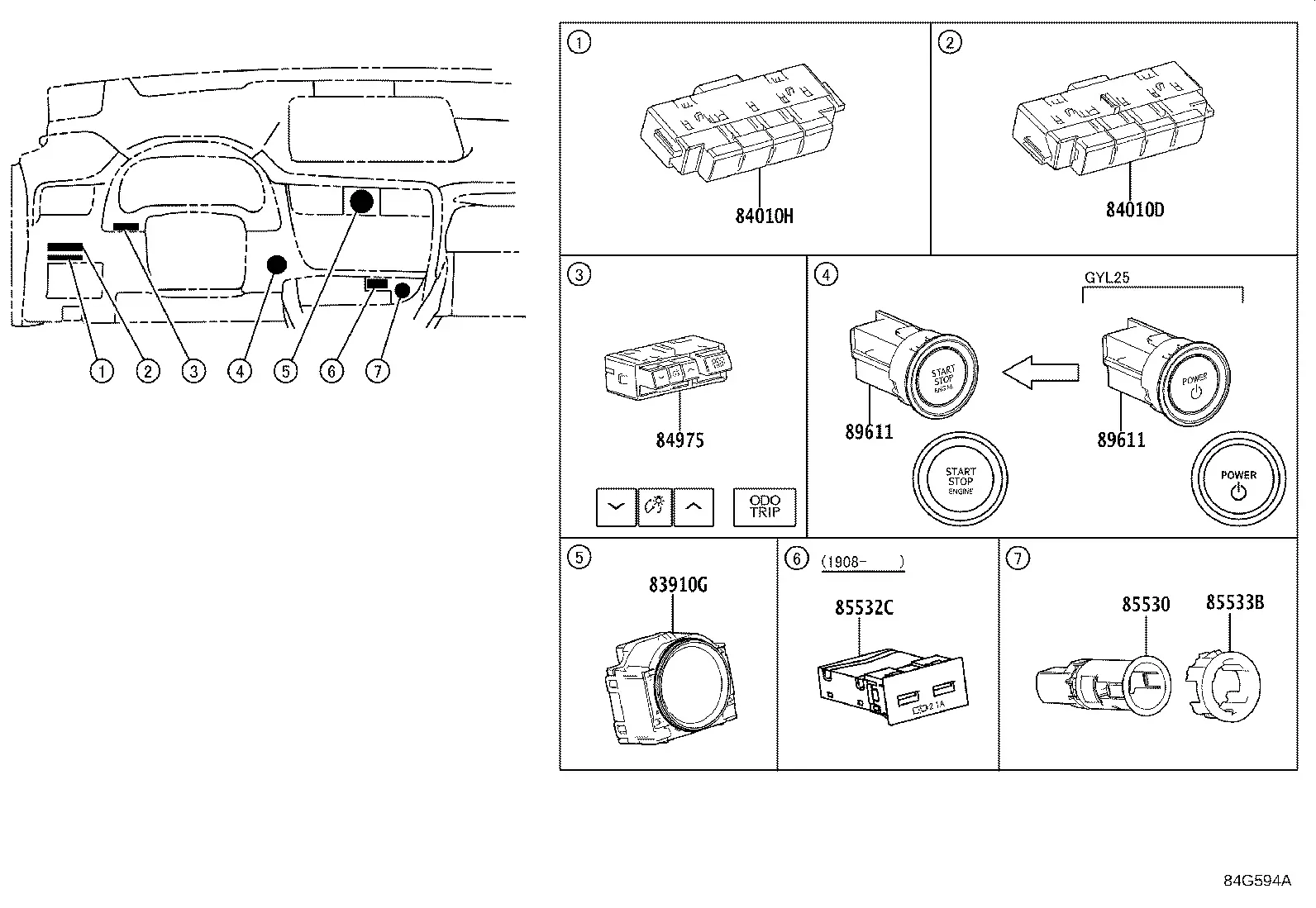 Instrument Panel Switches diagram