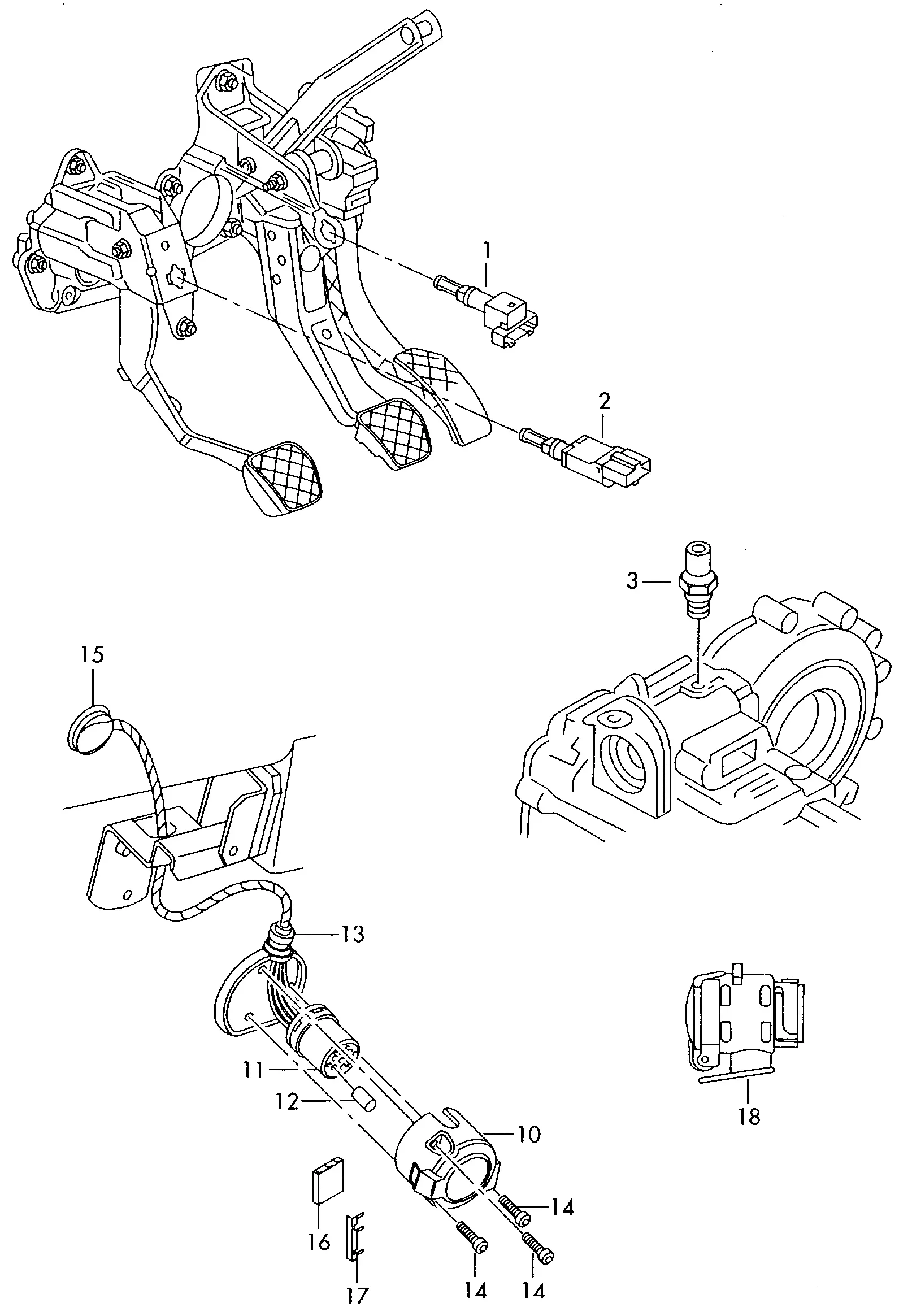 Brake Light, Clutch and Reverse Light Switches diagram